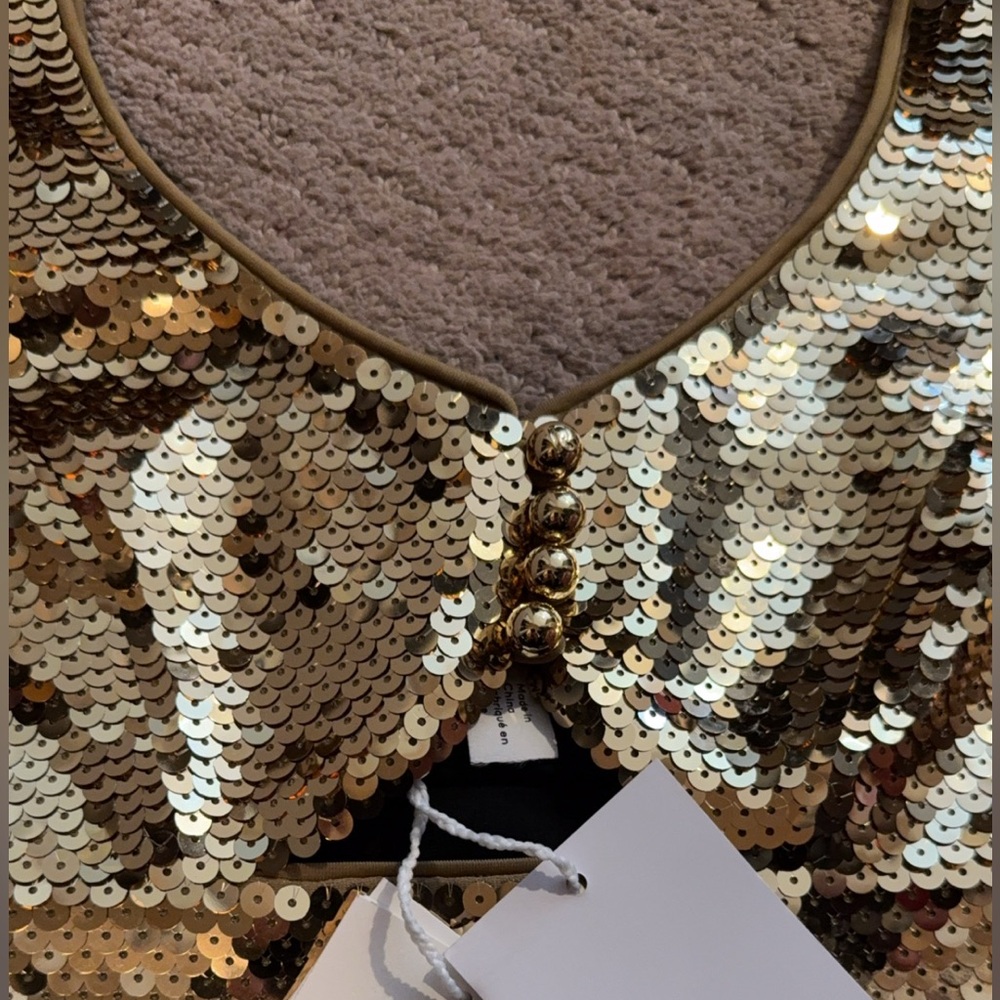 Rabanne x HM sequin top in gold - Picture 2 of 5